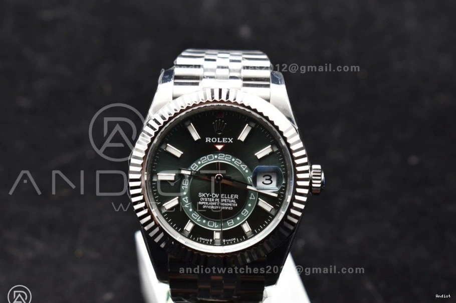A2824 904L Jubilee SS Bracelet on Dial 326934 Best ZF 1:1 Green SS Edition Sky-Dweller 1107